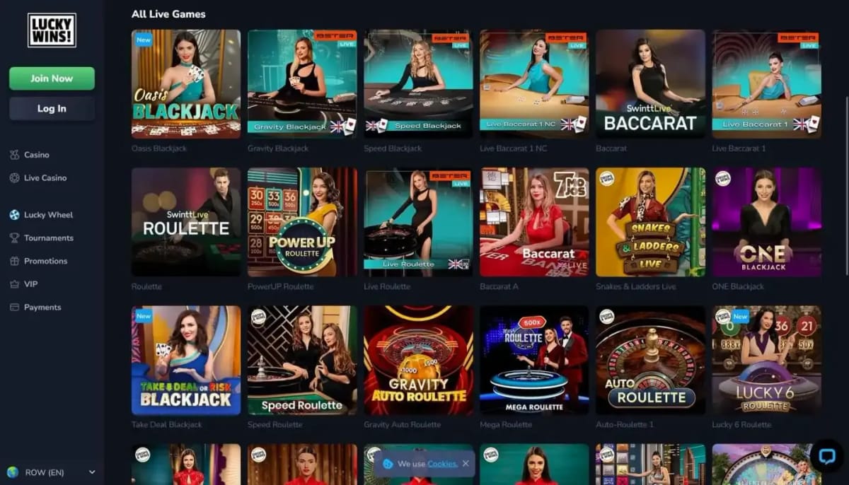 LuckyWins premium live dealer casino games
